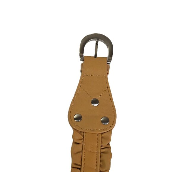 Coldwater Creek Leather Mustard Yellow Ruffle Belt XL Boho Festival Coquette - Picture 5 of 12